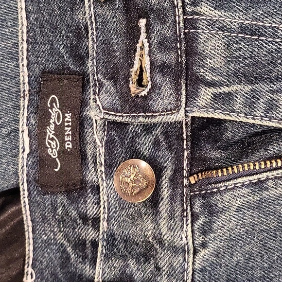 ED HARDY AUTHENTIC Embroidery Skull Painted Logo Jeans Size 30 - Picture 8 of 10